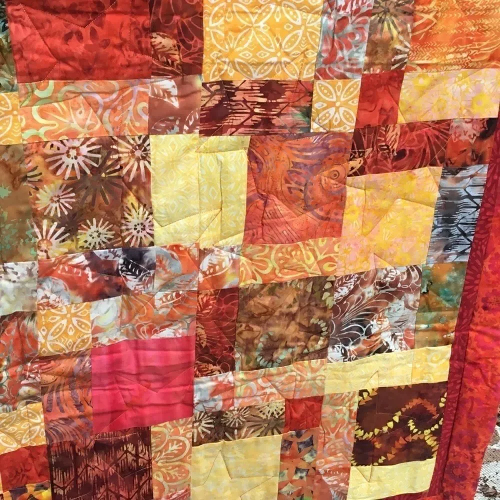 NWT. Hand Crafted Quilted Fall Colors Quilt